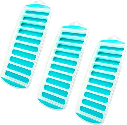 Jacent Resusable Silicone and Plastic Water Bottle Ice Cube Stick Tray, Easy Push & Pop Ice Cubes for Water Sports Bottle: 3 Pack