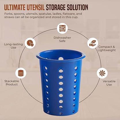 OCS Parts Perforated Utensil Drying Cups | Blue | Set of 3 | Plastic Flatware Holder Cylinders for Kitchen Counter Organization - Image 5