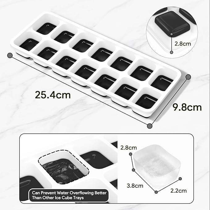 Ice Cube Trays 4 Pack, Airabc Silicone Ice Cube Trays with Removable Lid, Easy-Release Flexible 14-cube Ice Trays, LFGB Certified and BPA Free, Stackable Ice Trays with Covers for Cocktail, Freezer - Image 5