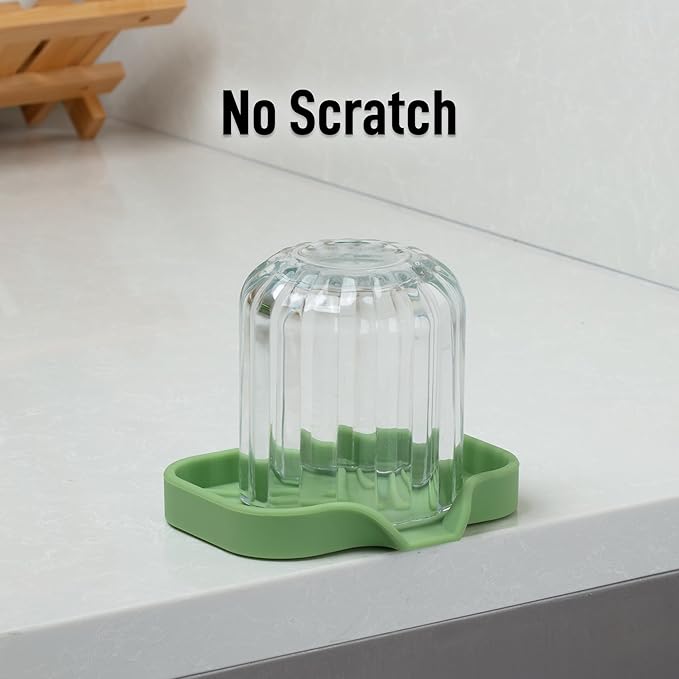 Zulay Kitchen Small Silicone Sponge Holder (4.9x3.3”) – Space-Saving Sink Organizer Tray for Sponge, Soap, Brush & More – Compact Non-Slip Dish for Kitchen & Bathroom (Jade Green) - Image 7