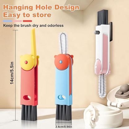 3 in 1 Cup Lid Cleaning Brush, Portable Gap Cleaner Brush - Multifunctional Bottle Cleaning Brush for Bottle Gap/Tight Spaces/Travel Bottle Lid, Home Kitchen Crevice Brush Tools, 3 PCS