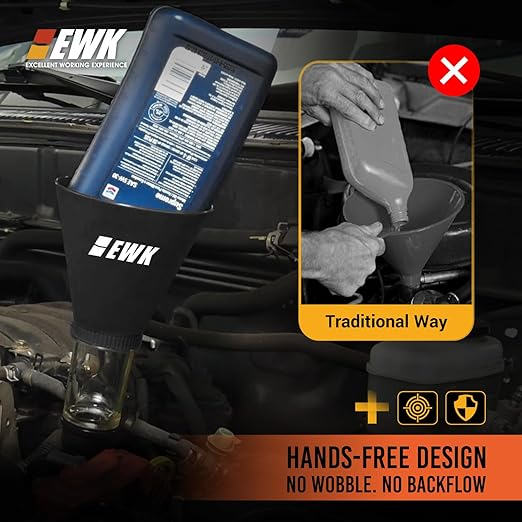 EWK Threaded Engine Oil Funnel for Subaru, No-Spill, Hands-Free Oil Change Funnel with Secure Adapter & Fast Fill Design