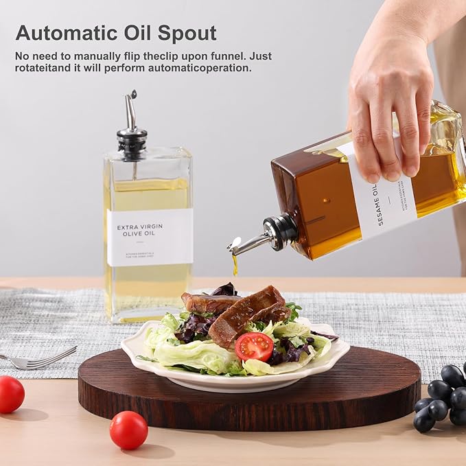 Olive Oil Dispenser Bottle for Kitchen, 3 Pack Glass Oil and Vinegar Dispenser Set, Elegant Book Design, Durable, Leak-Proof, Easy-Pour Spouts, Perfect for Kitchen, Dining Table (17oz) - Image 5