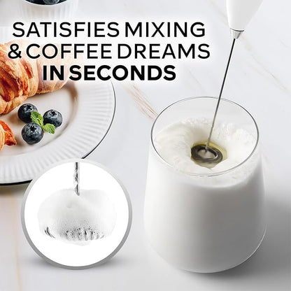 Zulay Kitchen Powerful Milk Frother Wand With 4 AA Duracell Batteries - Ultra Fast Handheld Drink Mixer - Electric Whisk Foam Maker for Coffee, Lattes, Cappuccino, Matcha & Creamer - Blizzard White - Image 2