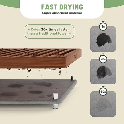 NIUM Stone Drying Mat for Kitchen Counter & Bamboo Rack - 16″x12″ - Diatomaceous Earth Dish drying mat Ultra Absorbent & Fast Drying - EcoFriendly with Non-Slip Pads & Anti-Moisture Design - Image 3