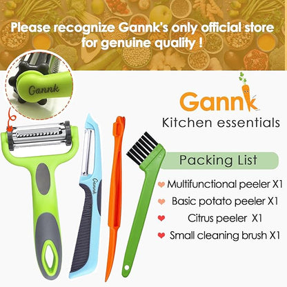 GANNK Potato Apple Vegetable Peelers for Kitchen, I and Y Peelers for Fruit Veggie Potatoes Carrot Cucumber, 3 in 1 Blade Spin Design With Julienne Function - Image 6