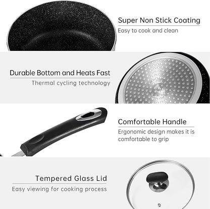 Nonstick Saucepan Set with Lid, Non Stick 1.5QT & 2.5QT Sauce Pan Set with Glass Lid Small Pot for Home Kitchen - Image 5