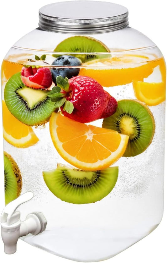 Lily's Home Plastic Beverage Dispenser with Spigot - 2 Gallon Drink Holder for Water, Juice, Tea - Ideal for Parties, Lemonade Stands, & Events