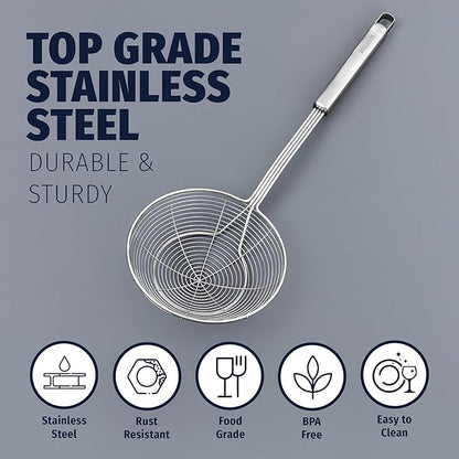 Zulay Kitchen Premium Stainless Steel Spider Skimmer 15.35” - Spider Kitchen Utensil with Premium Ergonomic Handles for Easy Use - Easy to Clean - Perfect for at Home Cooks & Chefs - Image 5