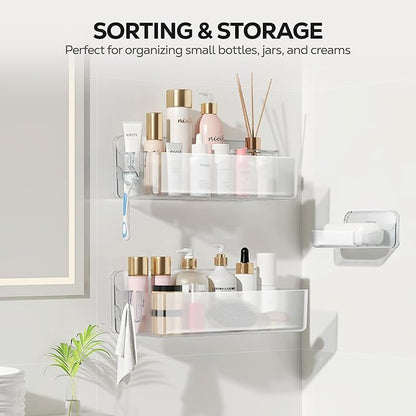Nieifi Adhesive Wall Shelf, Shower Shelves, Shower Organizer for Bathroom Organization (A-Clear, 3 pieces)