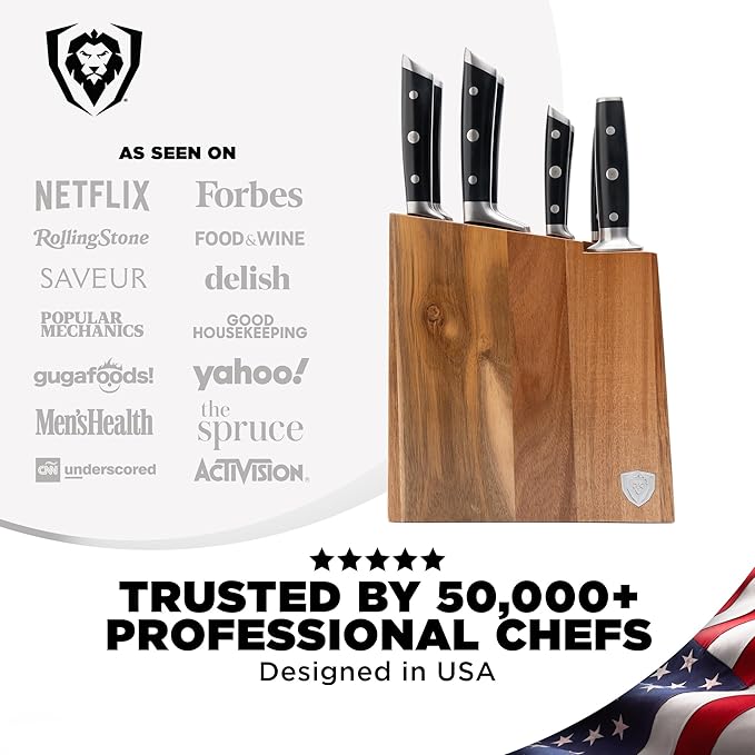 Dalstrong 8-Piece Knife Block Set — German High-Carbon Steel, Full-Tang, Hand-Polished 14–16° Edge — Gladiator Series For First Real Kitchens, New Homeowners & Apartment Cooks — Acacia Block, NSF - Image 7
