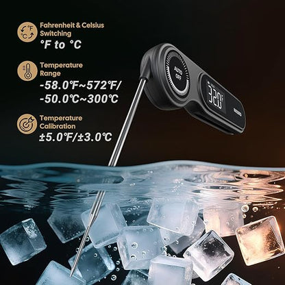 0.5 Seconds Rechargeable Instant Read Meat Thermometer for Cooking, INKBIRD Digital Food Thermometer with VA LCD Screen -58.0℉~572℉ Waterproof Kitchen Thermometer with Magnet, Candy Grill BBQ Frying - Image 3