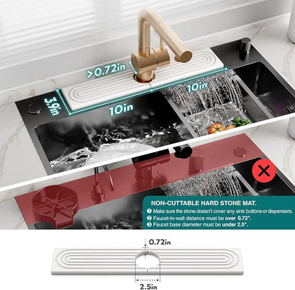 Eormoe Stone Faucet Mat for Kitchen Sink – Diatomite Drying Stone Mat & Sink Protector, Prevents Moisture – Sink Splash Guard Water-Absorbing Stone Tray for Bathroom Counter (Light Grey, 20" x 3.9") - Image 4