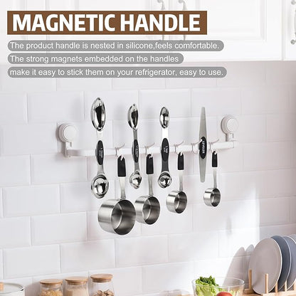 Magnetic Measuring cups and spoons Set, 5 Stainless Steel Magnetic Measuring Cup and 8 Double Sided Measuring Spoons with 1 Leveler，Kitchen Gadgets for Cooking & Baking - Image 3