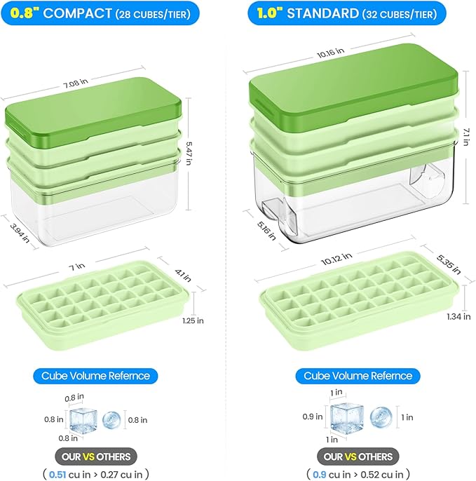 PHINOX Ice Cube Tray with Lid and Bin, 3 Pack Plastic Ice Cube Tray Molds, 84 pcs Ice Trays for freezer, Chilling Drinks, Whiskey & Cocktails, with Ice Container and Ice Scoop, BPA-Free - Image 4