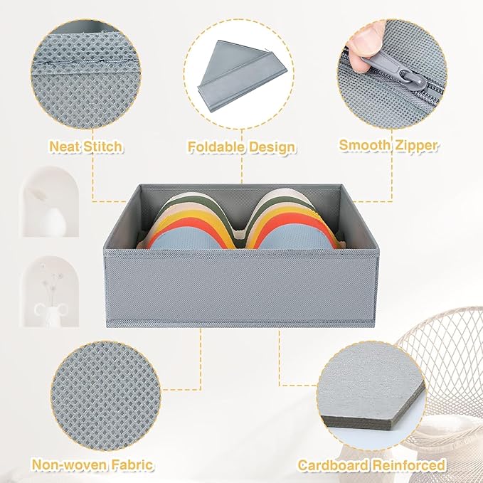 DIMJ Drawer Organizer Clothes 18 Pack - Foldable Baby Organizers and Storage & Dresser Organizer for Bedroom, Closet - Nursery Organization Dresser Dividers for underwear, Sock,Bra, Belt, Tie, Gray - Image 3