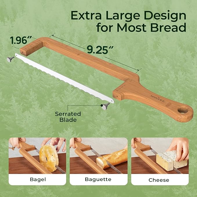 keechee Sourdough Bread Knife – Extra Large Bread Slicer for Homemade Bread with Thickness Guide & Stainless Steel Blade, Even Slice Cutter for Baguettes, Bagels, Gift for Bread Lovers (Standard) - Image 6