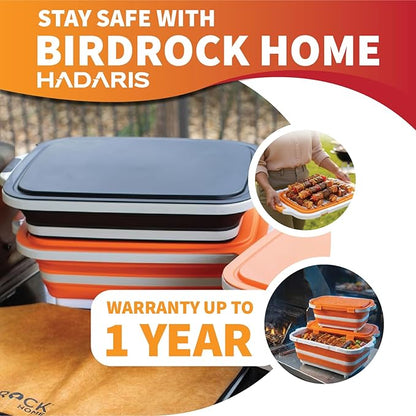 All-in-One Collapsible BBQ Prep Tub - Marinating Station & Food Storage with Built-in Cutting Board & Airtight Lid - Perfect for Grilling, Camping & Kitchen Organization (Orange)