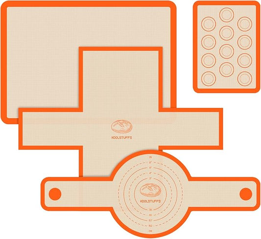 Silicone Baking Mat Set, Reusable Baking Mat, Non-Stick, Food Safe Silicone Mats for Baking, Oven Baking Sheet for Making Cookies, Macaroons, Bread by Koolstuffs