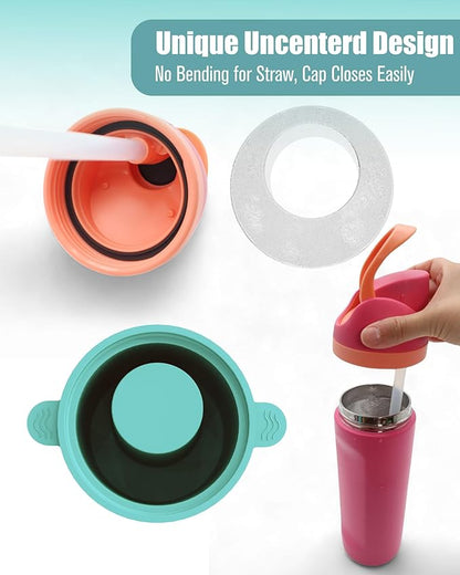 Ice Molds for Owala 24-40oz, Set of 3, Food-Grade Soft Silicone, No White Residue, Easy to Release, Straw Placement Compatible with Owala FreeSip, Keeps Drinks Cold Longer (Light Blue)