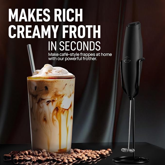 Zulay Kitchen Executive Series Milk Frother Wand - Upgraded & Improved Stand - Ideal Coffee Gift - Coffee Frother Handheld Foam Maker For Lattes - Electric Milk Frother Handheld For Cappuccino - Image 7