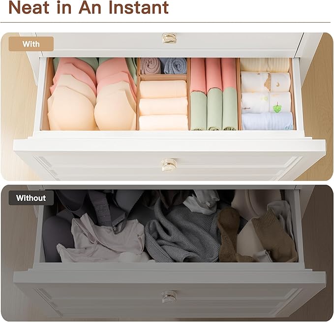 Criusia Drawer Organizer Clothes, 21 Pack Dresser Organizer for Baby Clothes, Underwear, Sock - Foldable Closet Organization and Storage Dividers Bins for Nursery, Bedroom (Brown) - Image 6