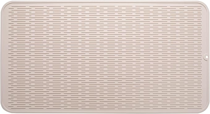 MicoYang Silicone Dish Drying Mat for Multiple Usage,Easy clean,Eco-friendly,Heat-resistant Silicone Mat for Kitchen Counter or Sink,Refrigerator or Drawer Liner Tapioca 4XL 32 inches x 18 inches by MicoYang