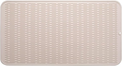 MicoYang Silicone Dish Drying Mat for Multiple Usage,Easy clean,Eco-friendly,Heat-resistant Silicone Mat for Kitchen Counter or Sink,Refrigerator or Drawer Liner Tapioca 4XL 32 inches x 18 inches by MicoYang