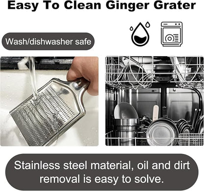 Ginger Grater Tool, Stainless Steel Grater Rustproof 8.46"x4.16" Large Size Ginger Grinder for Fine Grate, Dishwasher Safe Kitchen Tool for Garlic Cheese, Nutmeg, Vegetables & Citrus Zesting - Image 4