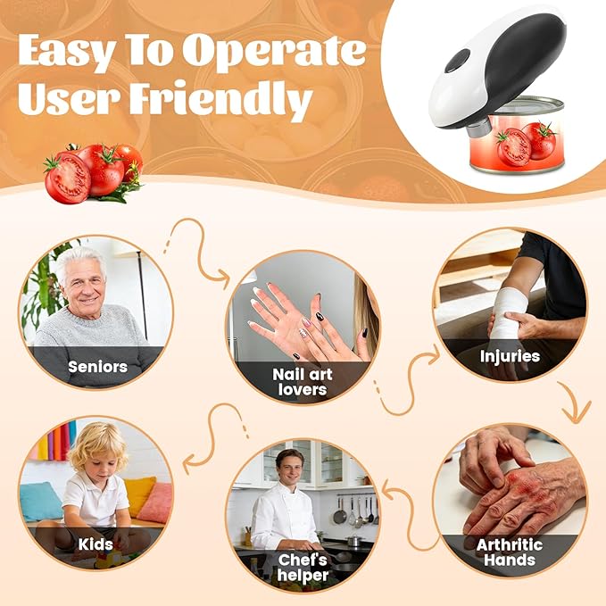 Electric Can Opener,USB Rechargeable Can Opener,One-Touch Cordless Can Opener,Smooth Edge,Hands Free,Food Safety,Kitchen Gadget Battery Operated,Automatic Can Openers for Seniors - Image 3