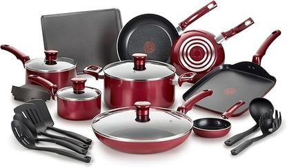 T-fal Essence, 20 Piece Non-Stick pots and pans Cookware Set, Red by T-falbrand