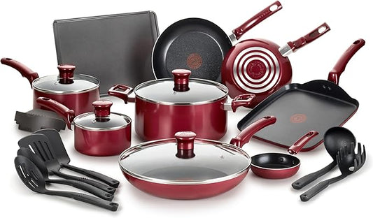 T-fal Essence, 20 Piece Non-Stick pots and pans Cookware Set, Red by T-falbrand