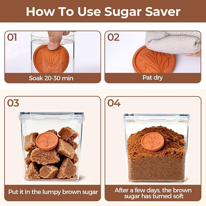 ComSaf Brown Sugar Container Set of 2 (2.5L/2.6Qt), Airtight Food Storage Containers with Lids and Terra Cotta Brown Sugar Saver, Plastic Canisters Sets for Kitchen, Pantry Organizer for Flour, Baking - Image 4
