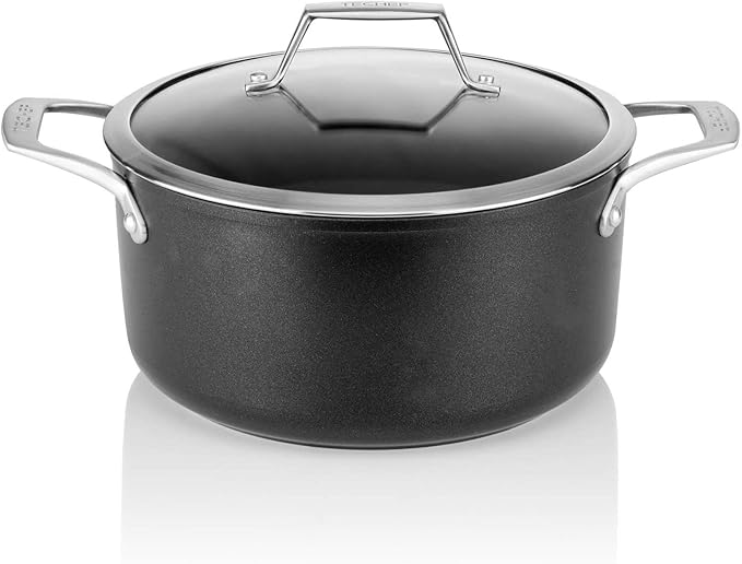 TECHEF - Onyx Collection - 5-quart Soup Pot with Glass Lid, coated with New Teflon Platinum Non-Stick Coating (PFOA Free) (5-quart)