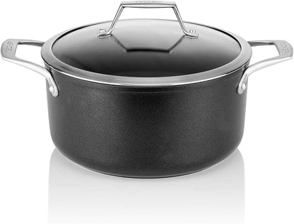 TECHEF - Onyx Collection - 5-quart Soup Pot with Glass Lid, coated with New Teflon Platinum Non-Stick Coating (PFOA Free) (5-quart)