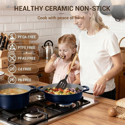 Ammeloo 4.5 Qt Non Stick Soup Pot with Lid, Ceramic Stockpot Set, Cooking Pot for All Stovetops, All-in-One Non Toxic Pot for Stews, Soups & Pasta, Easy to Clean, Induction Ready, PFAS Free - Image 3