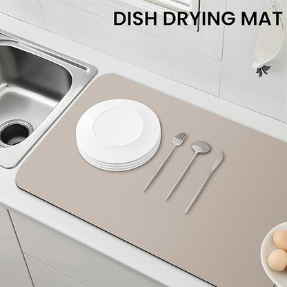 WISELIFE Dish Drying Mat Super Absorbent Drying Mat Large Dish Drying Mats for Kitchen Counter Easy Clean Dish Mat Kitchen Drying Mat18"x 32" Classic Khaki - Image 7