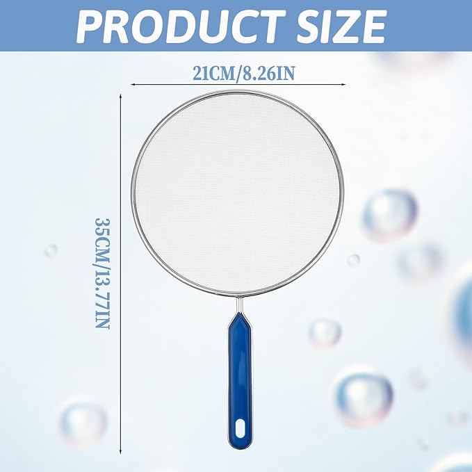 Stainless Steel Grease Splatter Screen for Frying Pan 8’’ Splatter Guard with Comfortable Grip Handle Pan Cover Cooking Protector Ultra Fine Mesh Prevents Oil Splatters and Messes for Frying Cooking - Image 2