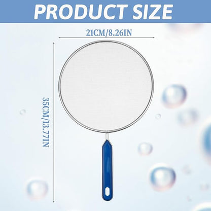 Stainless Steel Grease Splatter Screen for Frying Pan 8’’ Splatter Guard with Comfortable Grip Handle Pan Cover Cooking Protector Ultra Fine Mesh Prevents Oil Splatters and Messes for Frying Cooking - Image 2