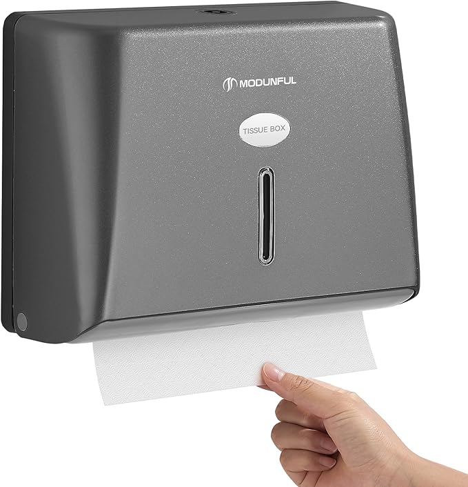 Paper Towel Dispenser Wall Mount - Adhesive Hand Towel Dispenser for Bathroom, Multi-fold/Trifold/Z Fold, 210 Sheets Large Capacity for Compact Home, Apartment & RV by modunfulbathroom