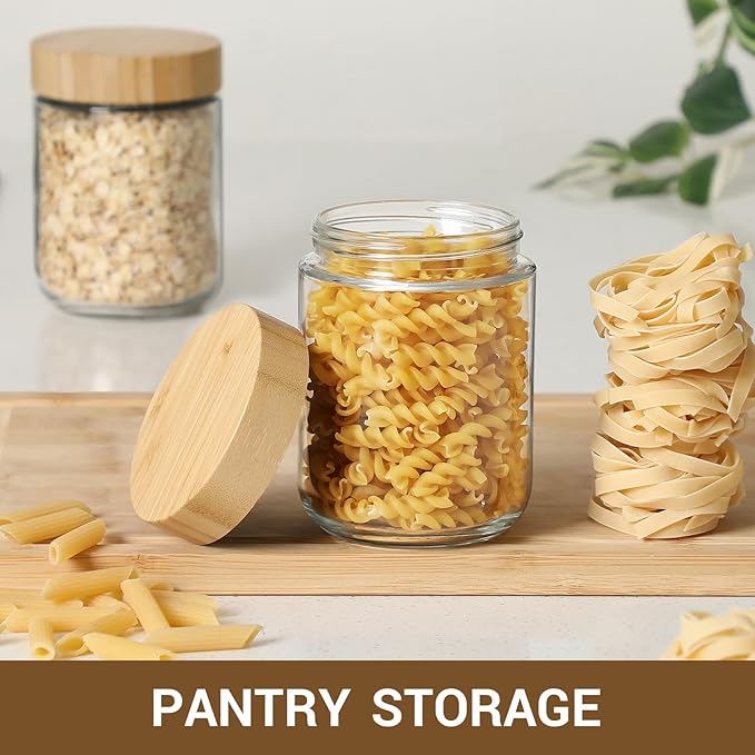 NETANY 6-pack 16oz Glass jars with Airtight Lids, Overnight Oats Containers with Bamboo Lids, Wide mouth Mason Salad jars, Glass Food Storage Containers for Snacks Yogurt Spice Sugar - Image 6
