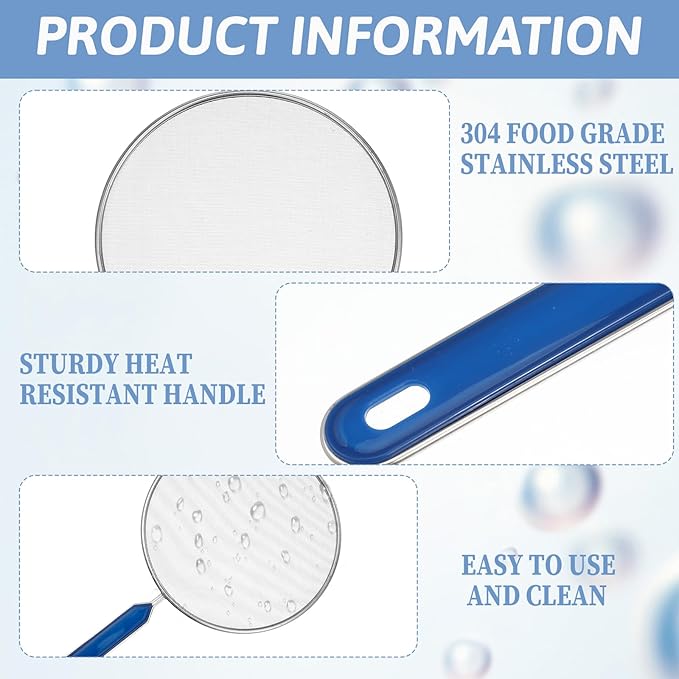 Stainless Steel Grease Splatter Screen for Frying Pan 8’’ Splatter Guard with Comfortable Grip Handle Pan Cover Cooking Protector Ultra Fine Mesh Prevents Oil Splatters and Messes for Frying Cooking - Image 3
