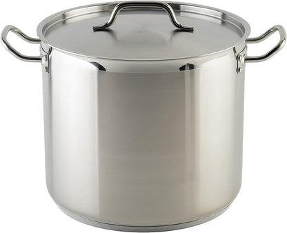 Winware Stainless 20-Quart Steel Stock Pot with Cover, Silver by Winco