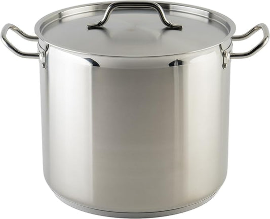 Winware Stainless 20-Quart Steel Stock Pot with Cover, Silver by Winco
