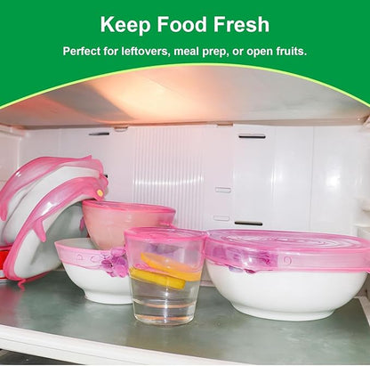 Silicone Stretch Lids – 6 Pack Reusable Food Covers,Flexible Silicone for Bowls, Containers, Fruits – Airtight & Leakproof Seal for Kitchen Storage(pink)