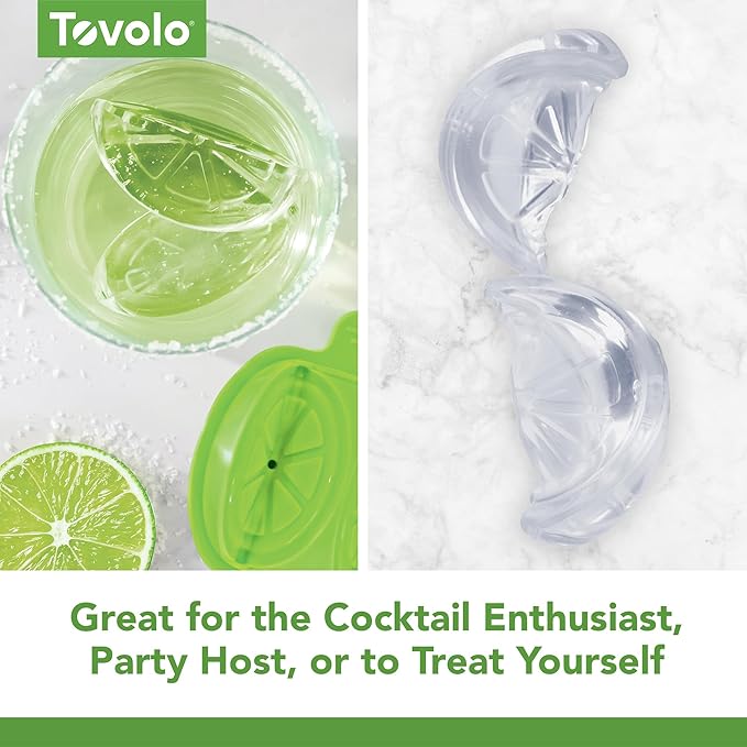 Tovolo Lime Wedge Ice Mold 2 Pack Fun Cocktail Ice Molds for Whiskey, Fruit Ice Wedge Mold Perfect for Cocktails Mocktails Summer Lemonade, Slow Melting BPA Free Silicone Ice Wedge Molds Lime Green - Image 4