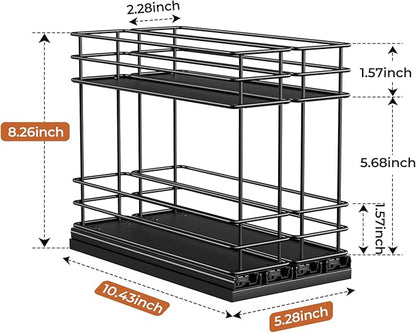 Mystozer Pull Out Spice Rack Organizer for Cabinet, Slide Out Spice Racks, Easy to Install Spice Cabinet Organizers, 5.28" Wx10.43 Dx8.26 H, 2 Drawers 2 Tiers(Black) - Image 3