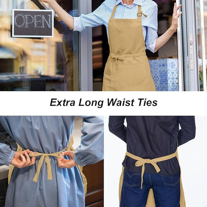 15 Pcs Adult Aprons Bulk with Pockets Adjustable Bib Chef Apron for Women Men Painting Cooking Crafting (S/L) - Image 4