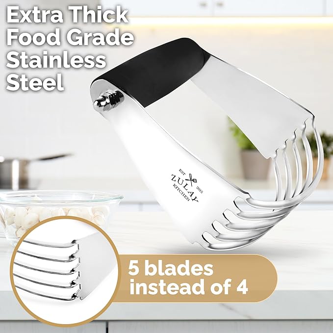 Zulay Kitchen Large 4-Inch Dough Blender Top Professional - Stainless Steel Pastry Cutter, Heavy Duty Dough Cutter With Blades, Pastry Blender And Butter Cutter - Pastry Cutter For Baking (Black) - Image 5