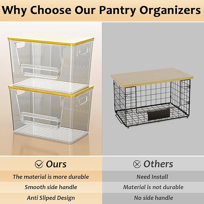Delamu 2 Set Pantry Organizers and Storage,Trash Bag Dispenser with Bamboo Top,Stackable Trash Bag Dispenser Under Sink Organizer for 4-30 GalBags,Onion,Potato,Fruits,Gray(11.22" L*7" W*7.12" H) - Image 6